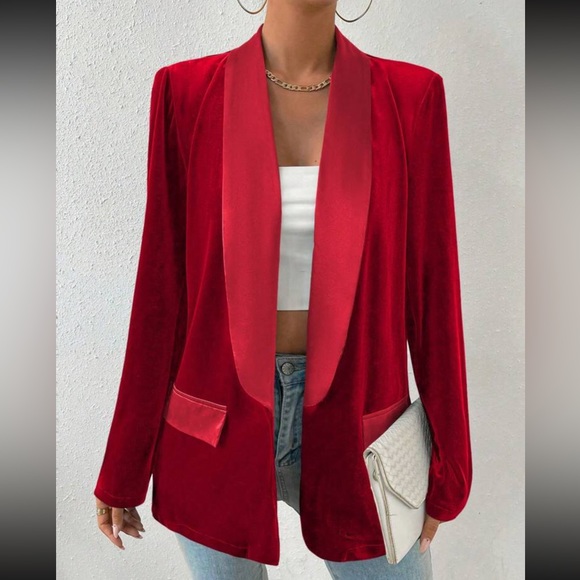 Set of 2 Emerald green / red blazer jacket- velvet velour - Picture 11 of 11